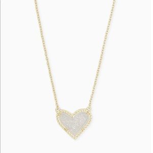Ari Heart Gold Pendant Necklace in Iridescent Drusy